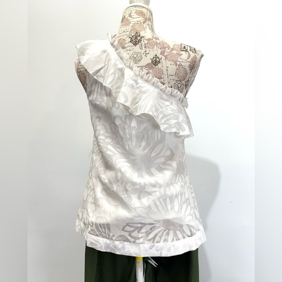 LILLY PULITZER White one shoulder floral burnout top size M - Picture 6 of 13